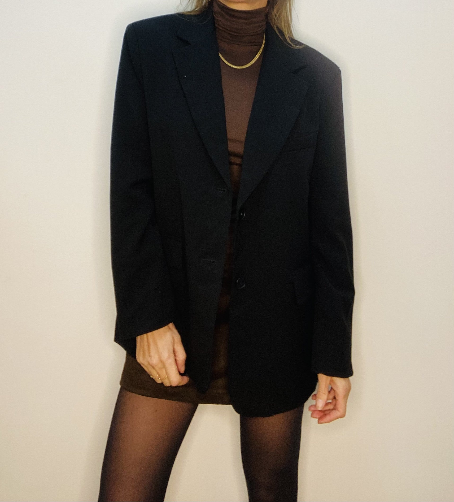 Blazer droit à ourlets imprimés - Noir main image 1