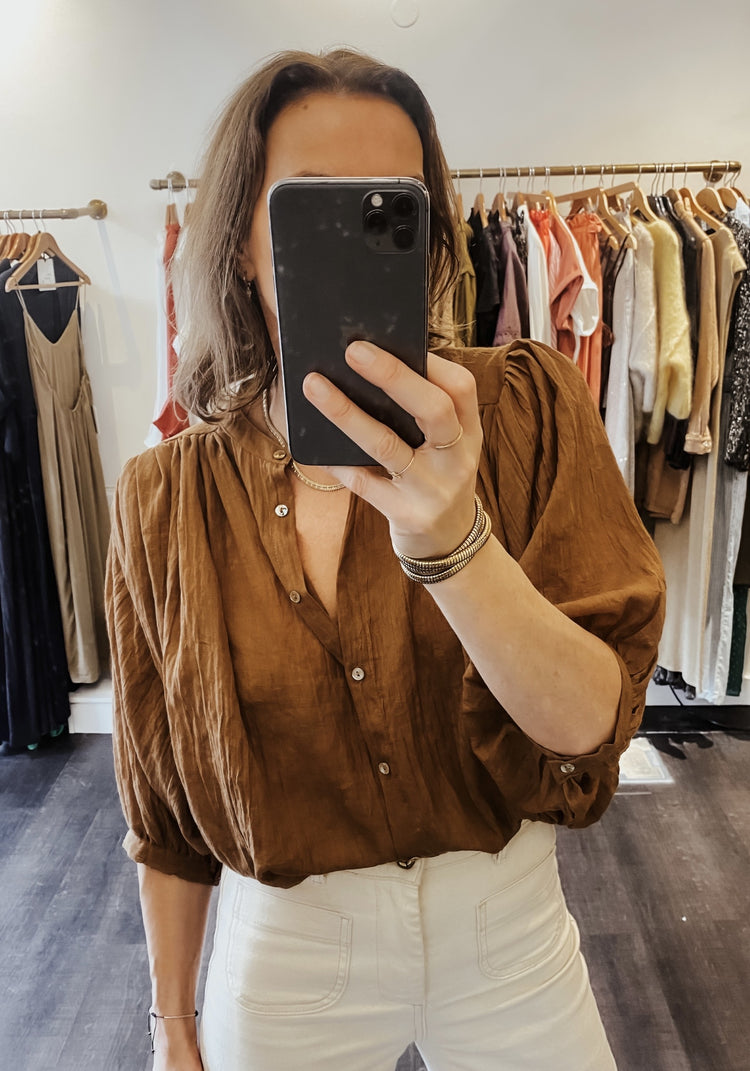 Blouse bohème camel