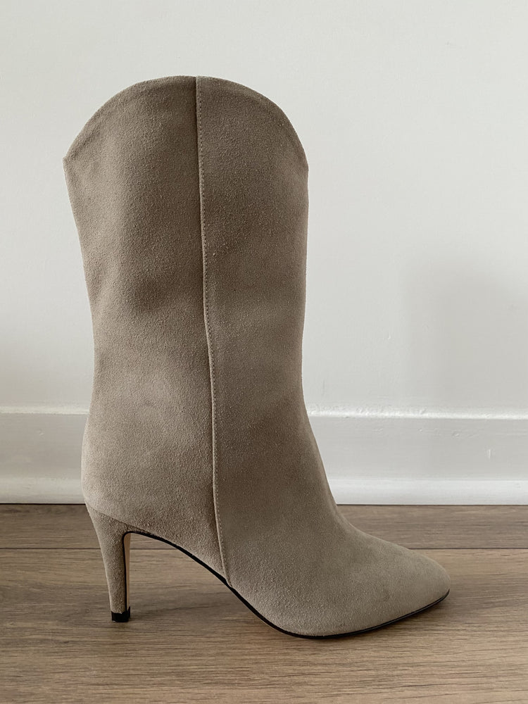 Boots The Seller en velours beige