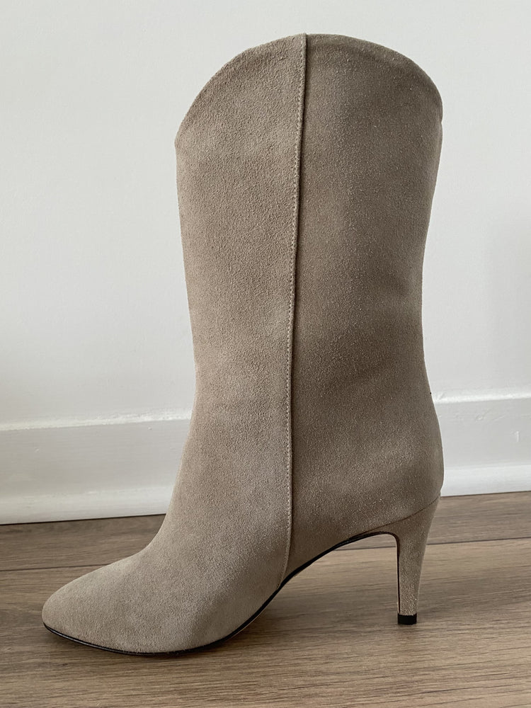 Boots The Seller en velours beige