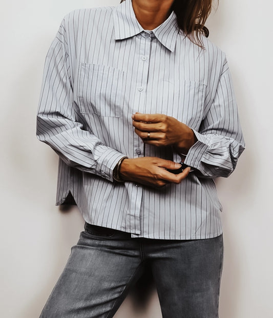 Chemise oversize rayée bleue