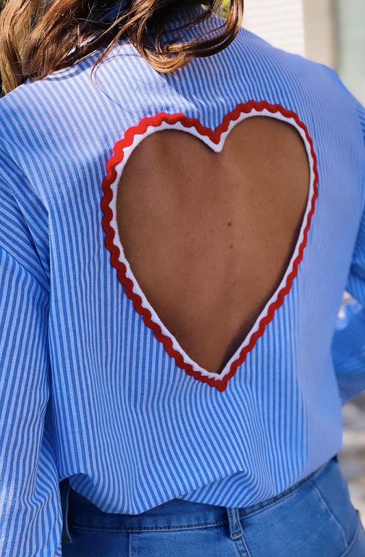 chemise rayée bleue dos nu