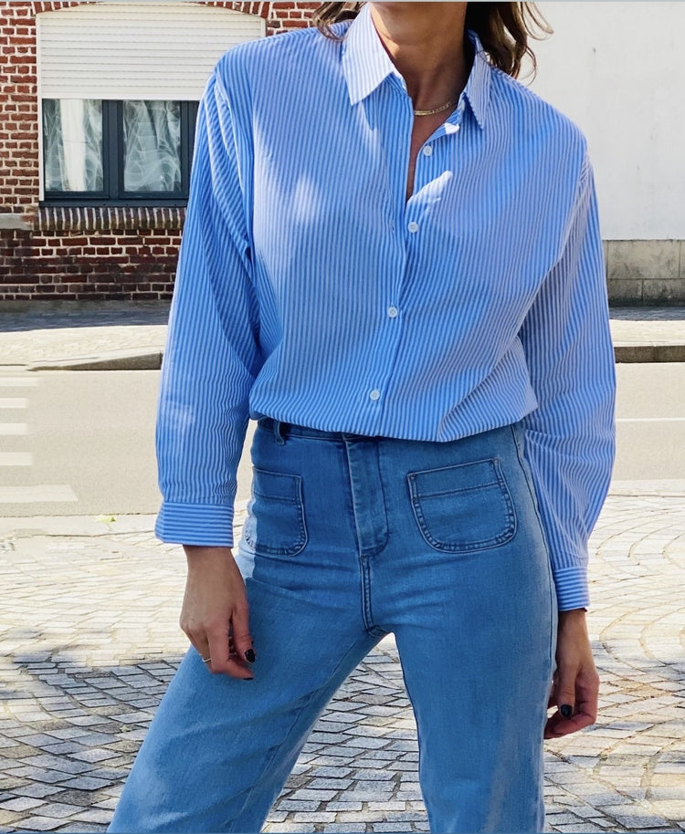 chemise rayée bleue dos nu