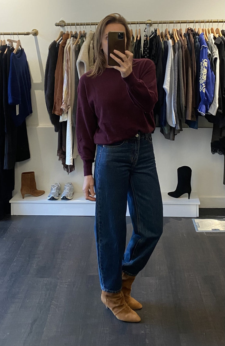 Jean barrel bleu foncé