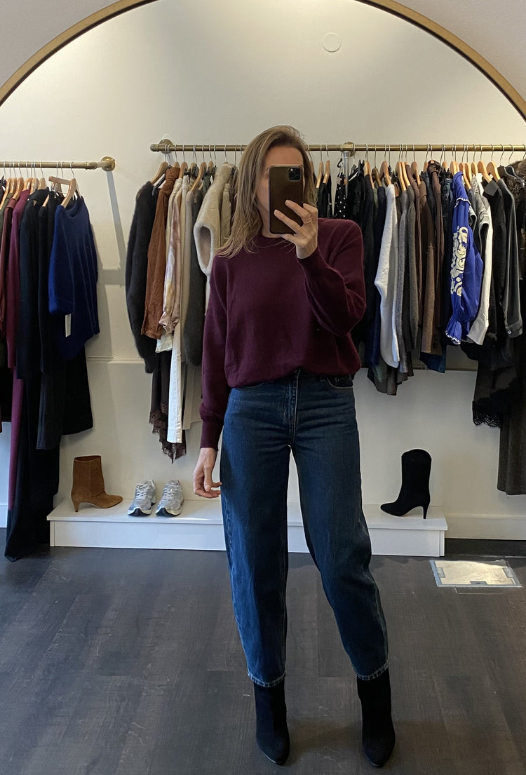 Jean barrel bleu foncé