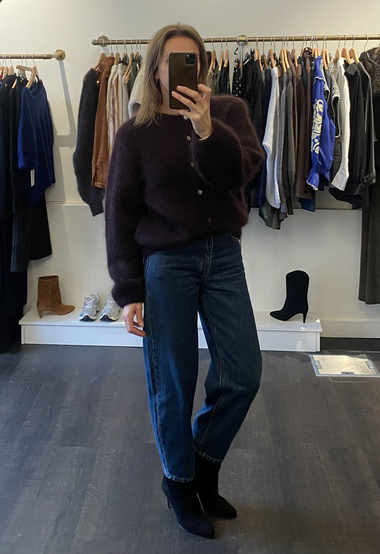 Jean barrel bleu foncé
