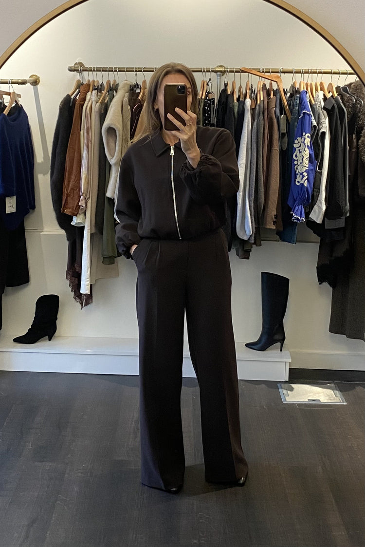 Pantalon large à pinces marron