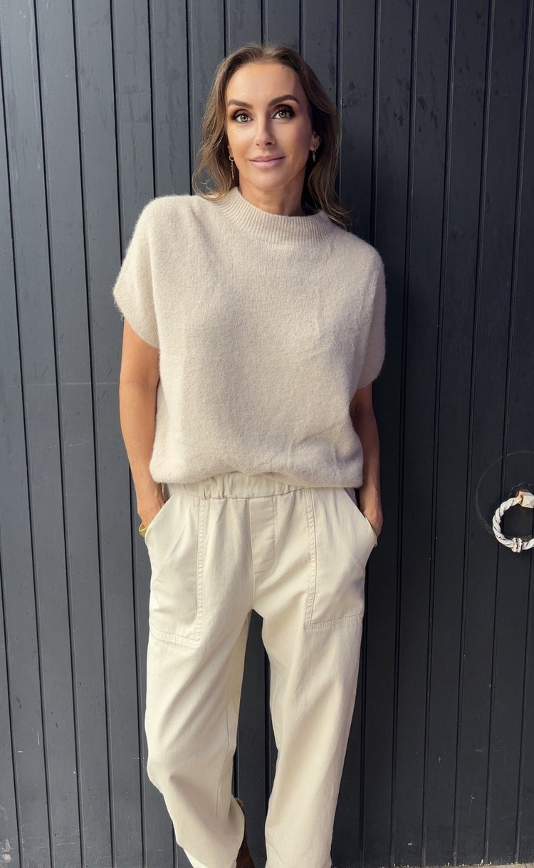 Pull oversize en laine beige