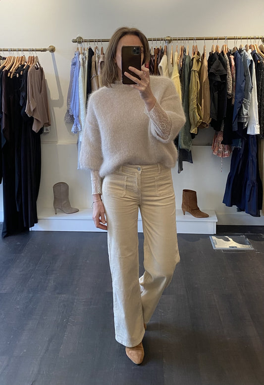 Pantalon en velours ivoire