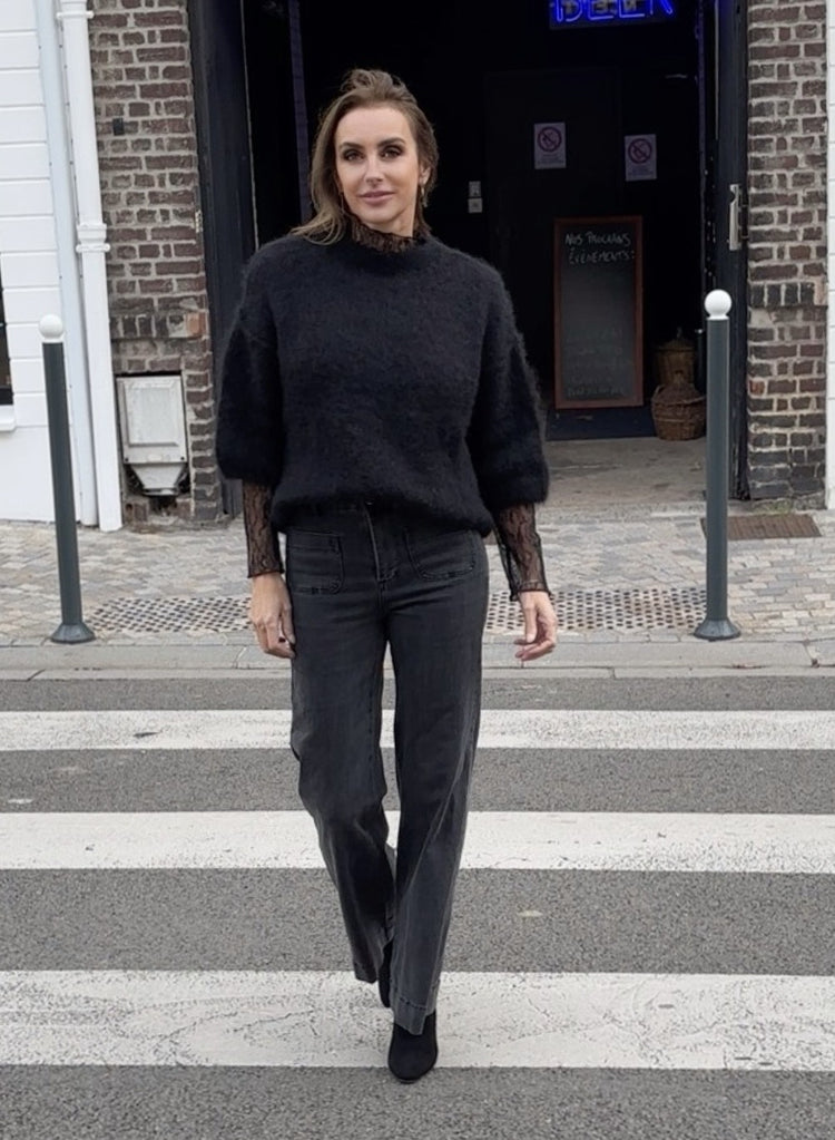 Pull en mohair noir