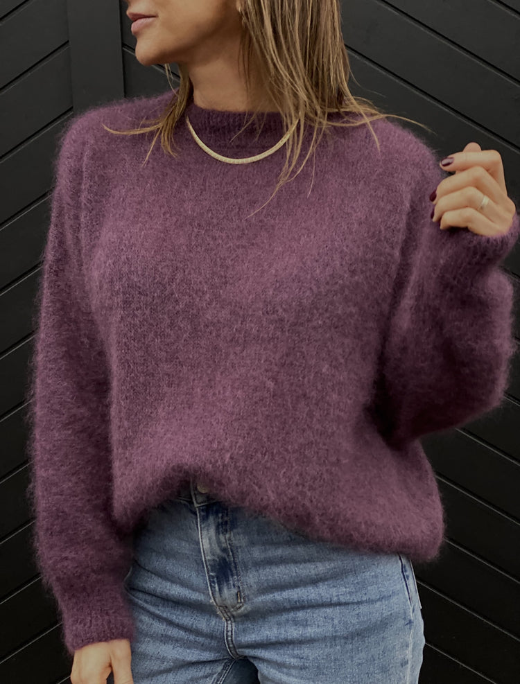 Pull en mohair prune