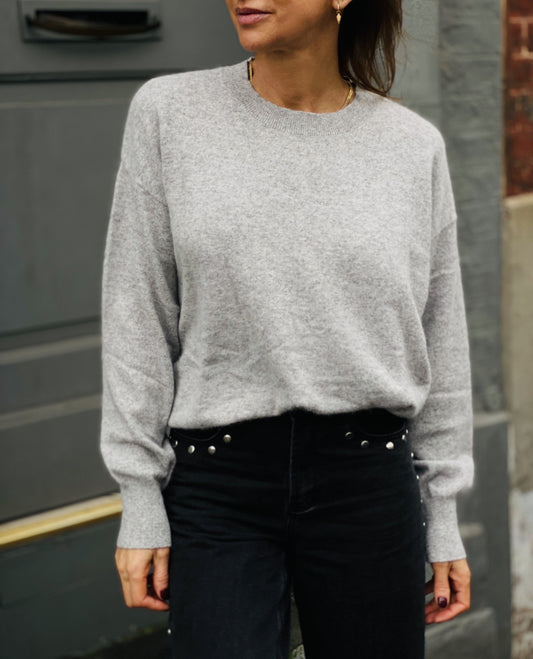 Pull fin en laine gris