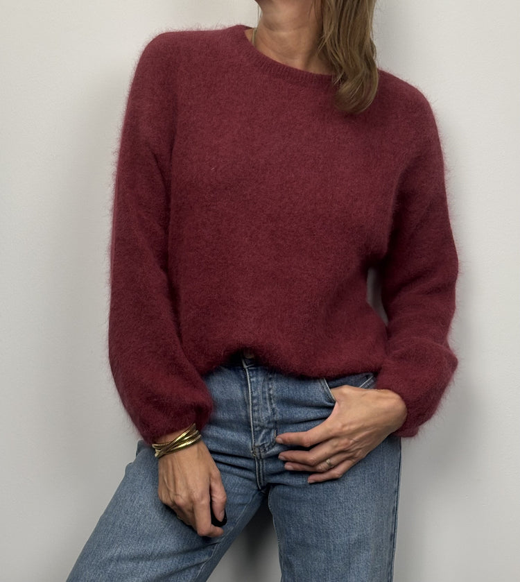Pull oversize en laine bordeaux
