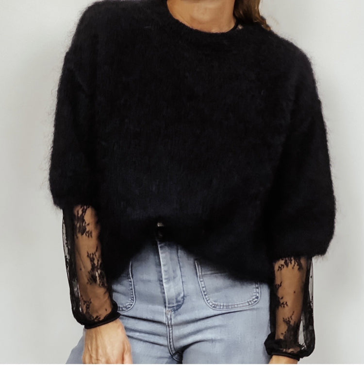 Pull en mohair noir