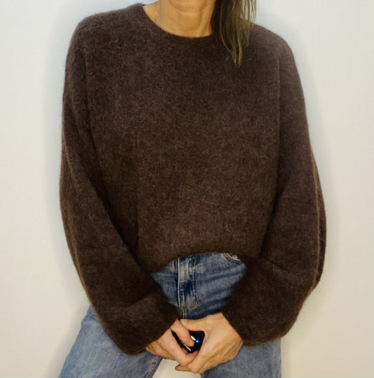 Pull oversize en laine marron