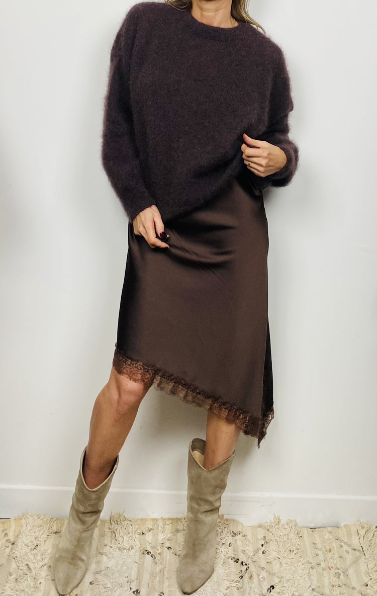 Pull en mohair marron foncé