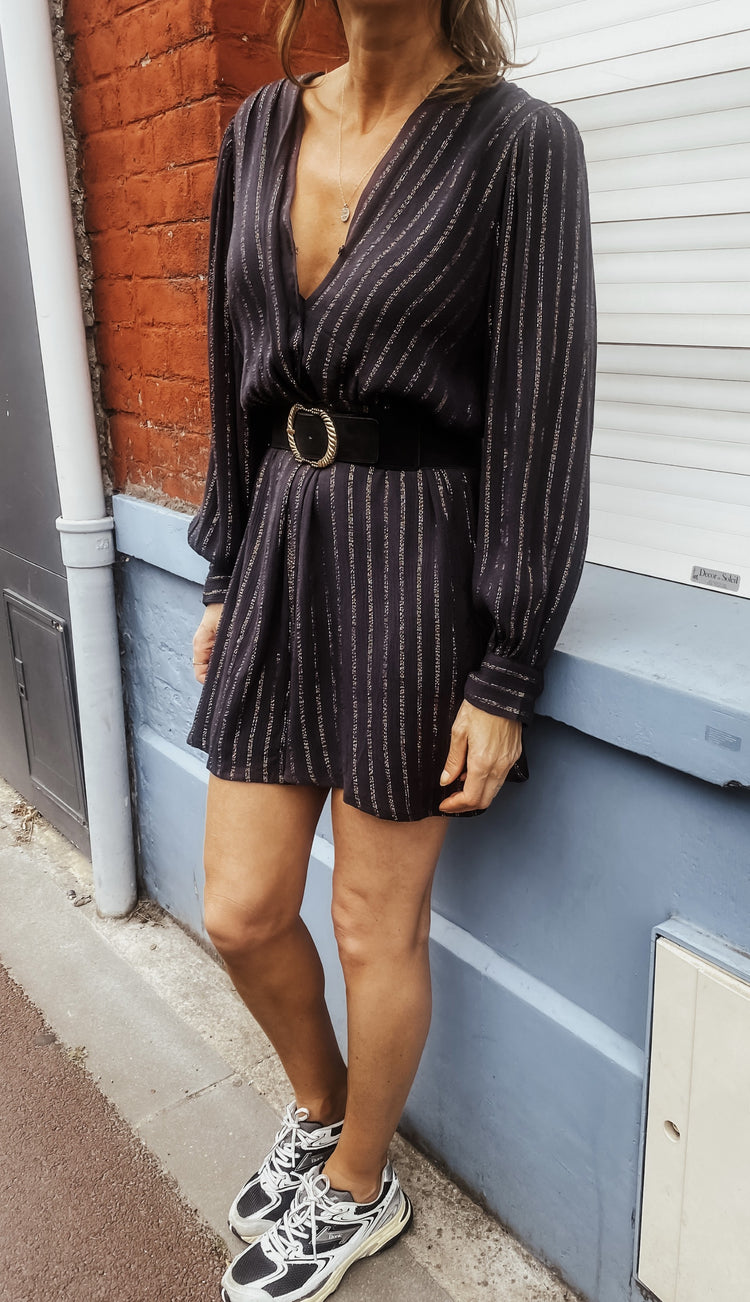 Robe marine avec fil lurex