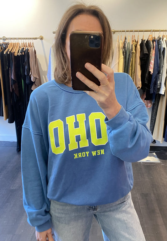 Sweat oversize Soho bleu et jaune
