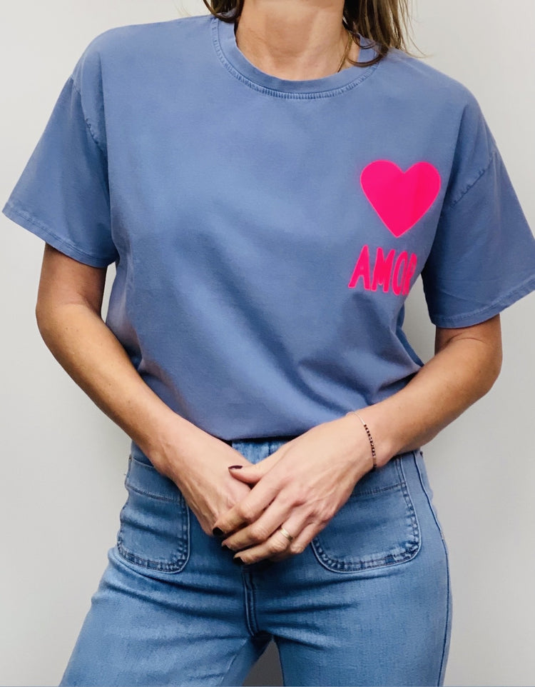 T-shirt bleu Amor