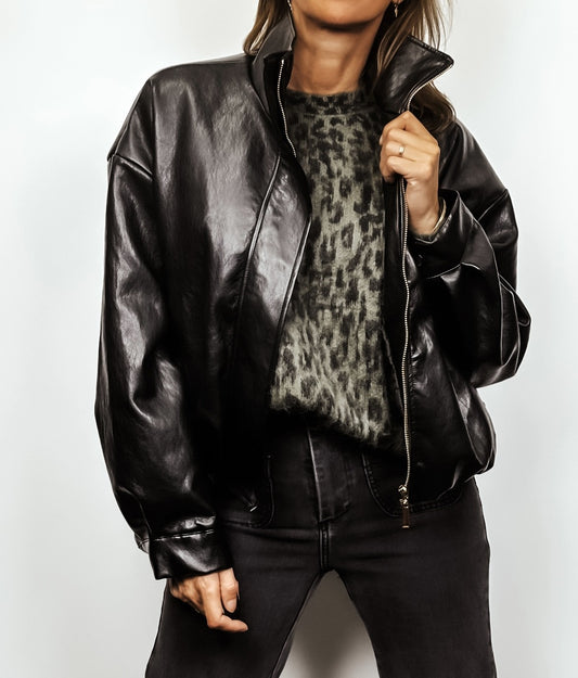 Veste en simili cuir noir