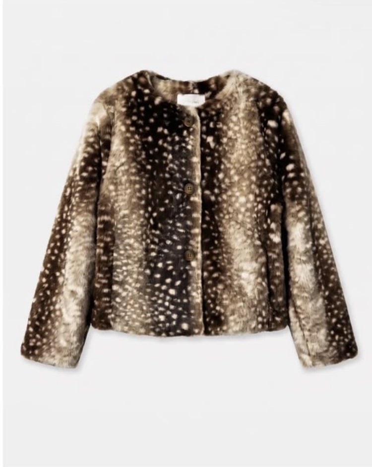 Veste en fausse fourrure bambi marron