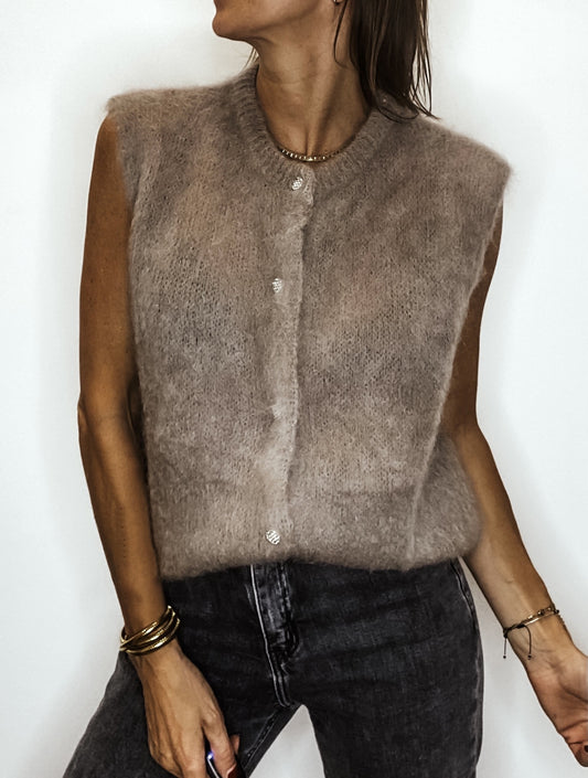 Gilet en mohair taupe