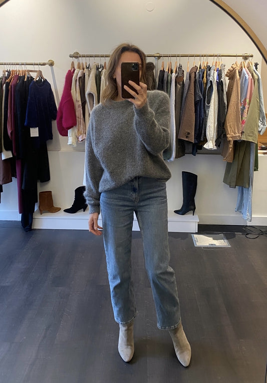 Pull gris chiné mohair