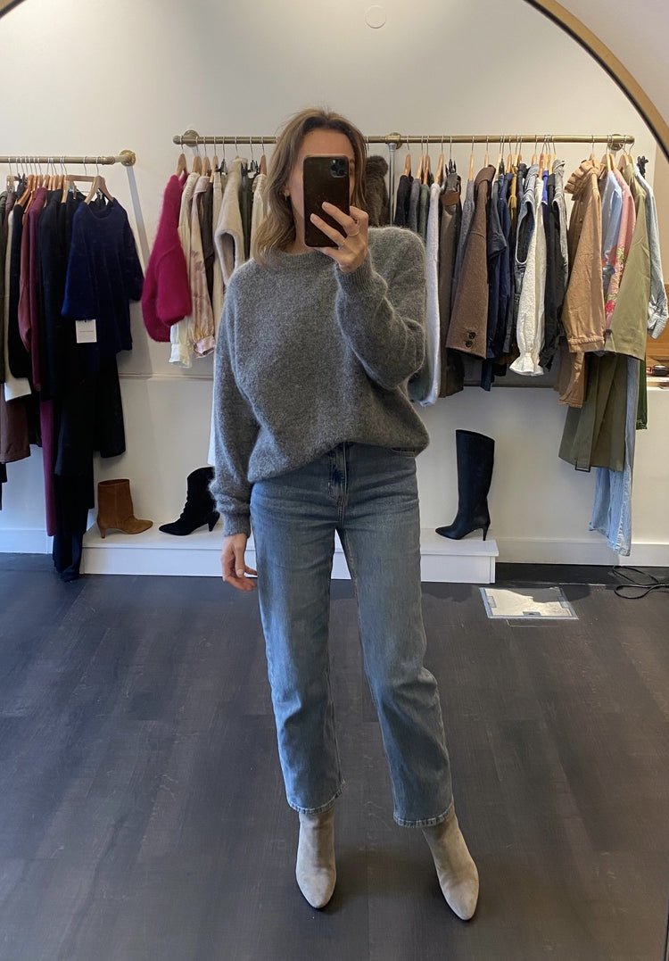 Pull gris chiné mohair