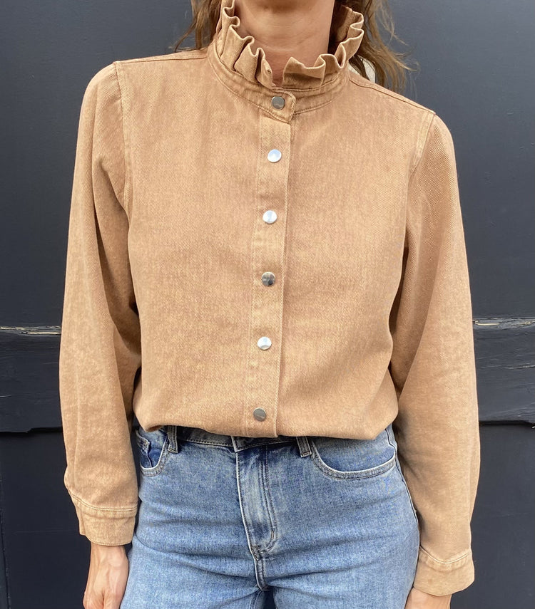 Surchemise en jean camel
