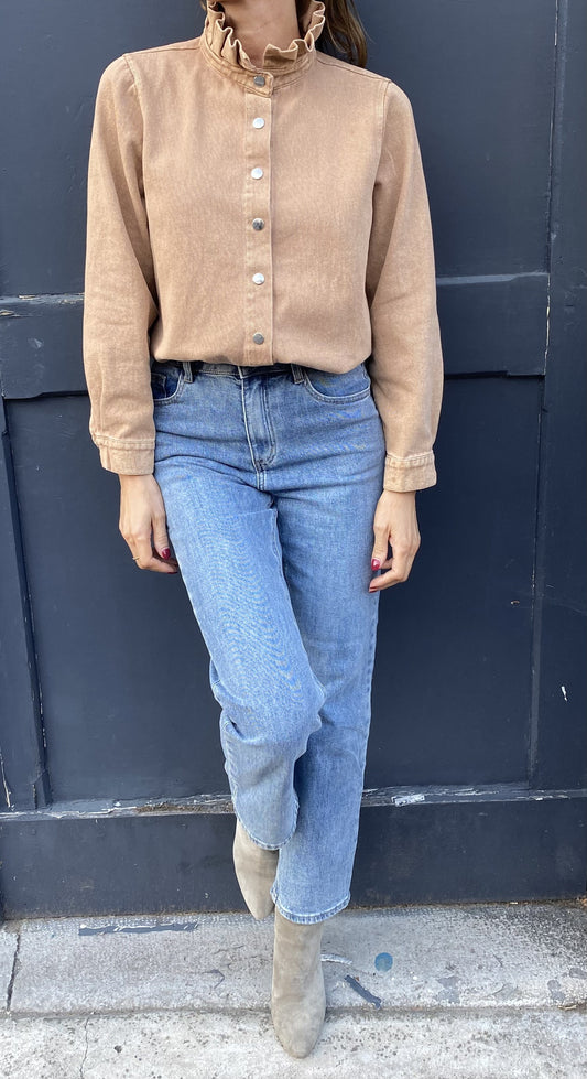 Surchemise en jean camel