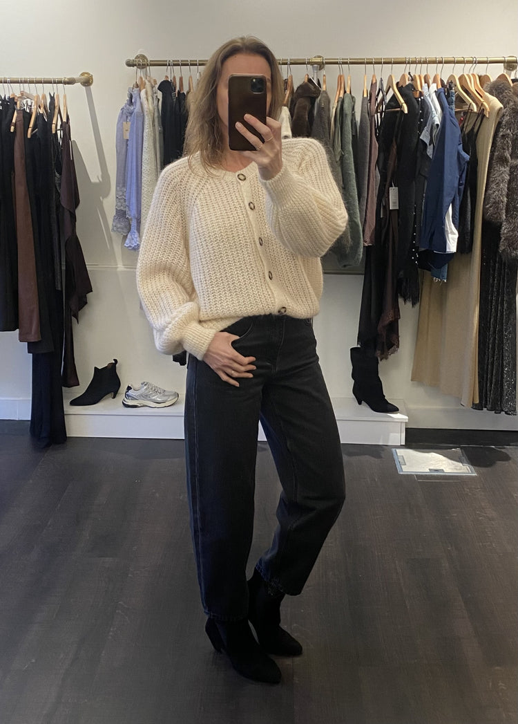 Jean barrel gris foncé
