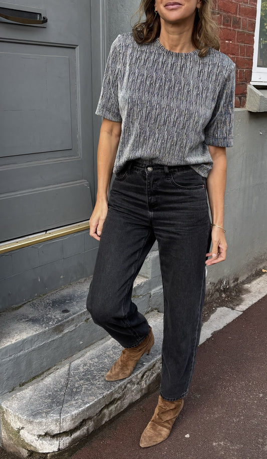 Jean barrel gris foncé