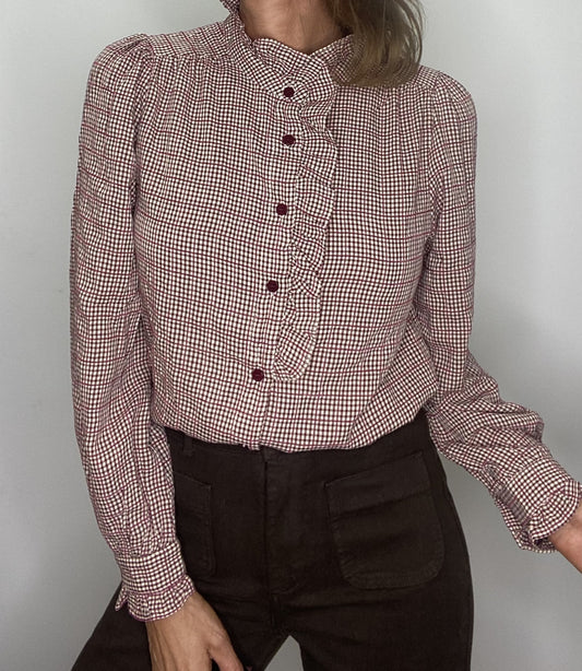 Chemise col victorien à carreaux