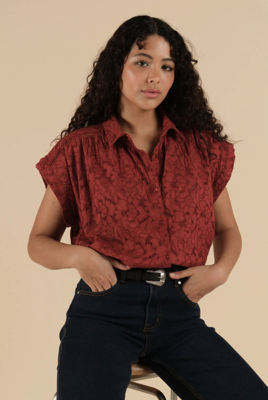 Chemise brodée Terracota