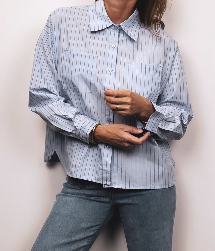 Chemise oversize rayée bleue