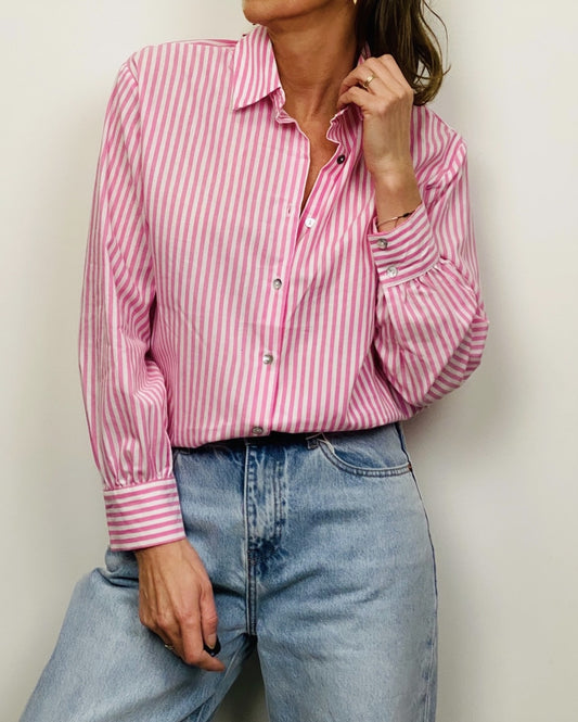 Chemise rayéé rose