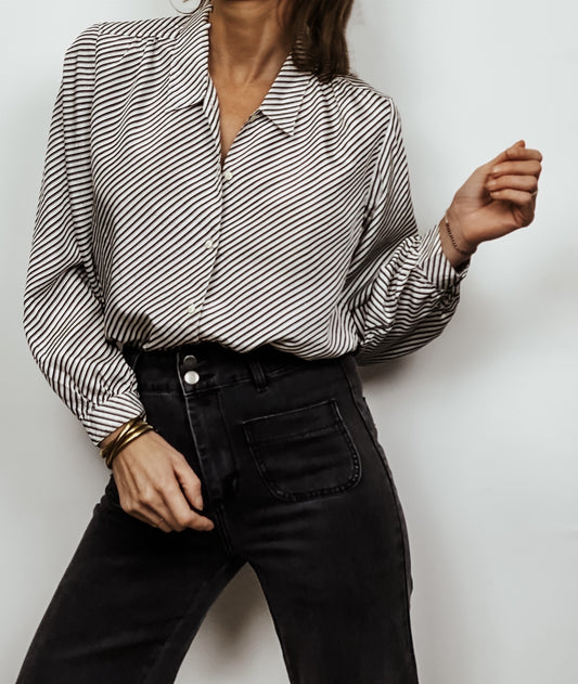 Chemisier vintage Japonaise rayé