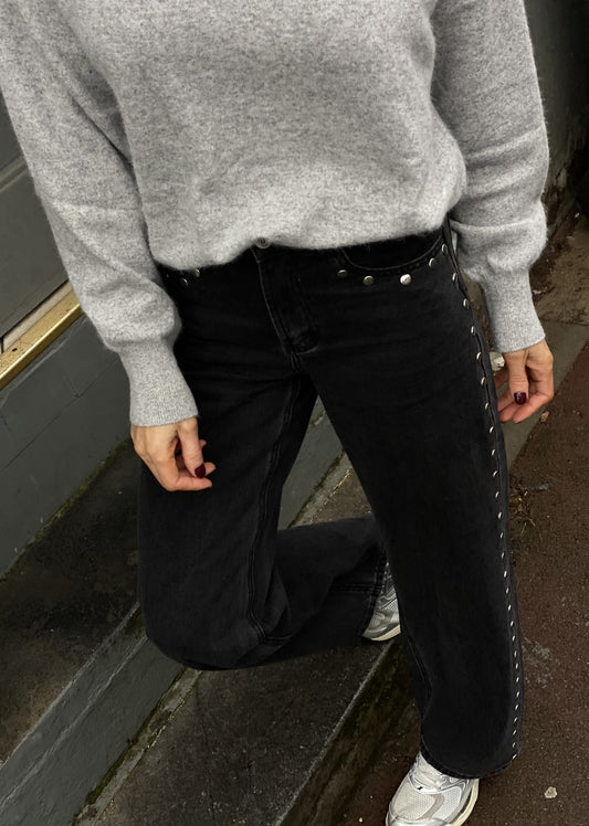 Jean clouté gris foncé