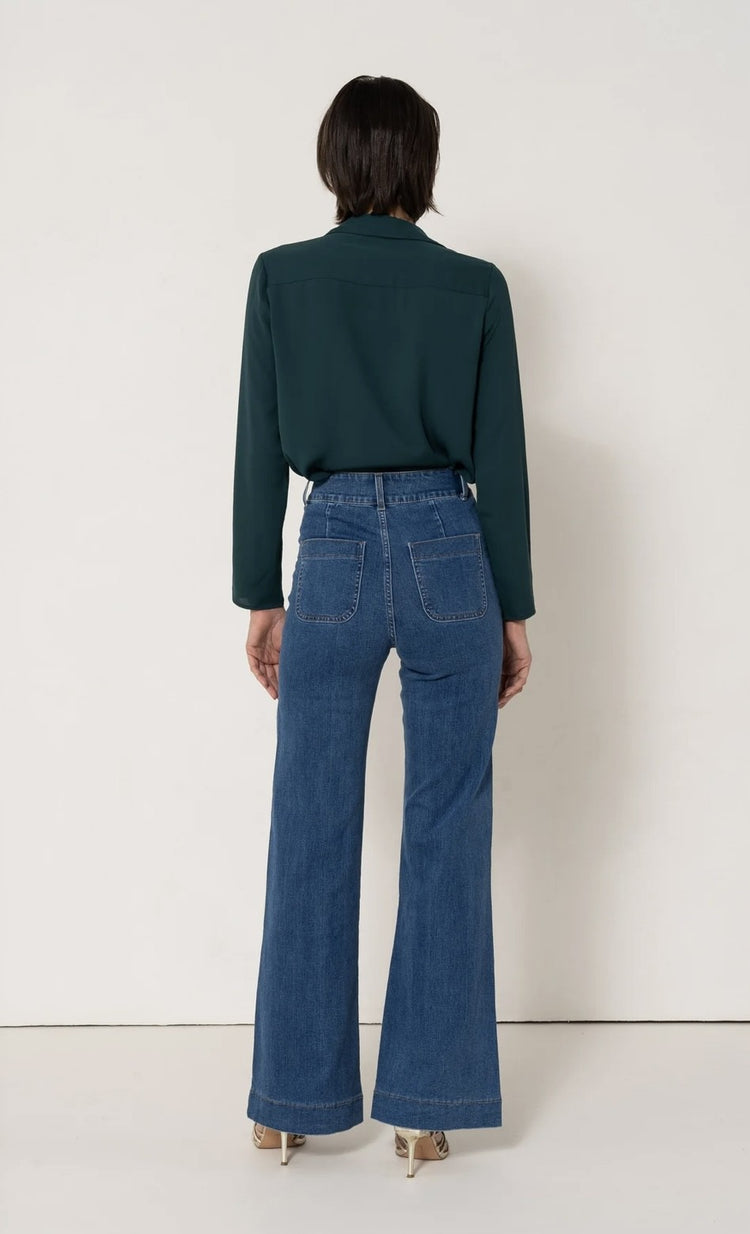 Jean Flare bleu moyen