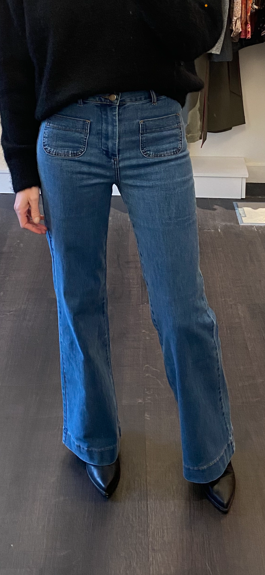 Jean Flare bleu moyen