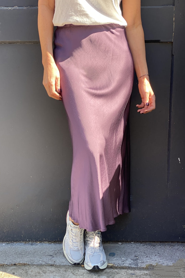 Jupe logue soyeuse aubergine
