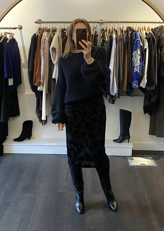 Jupe bi-matière velours noire