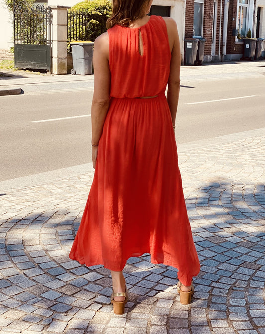 Robe longue  corail