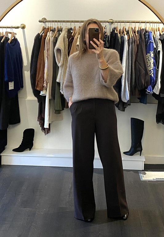 Pantalon large à pinces marron