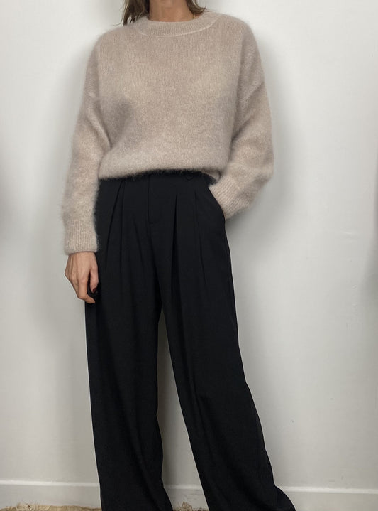 Pantalon large à pinces noir