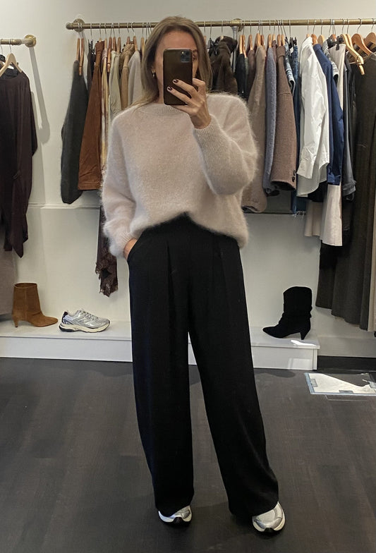 Pantalon large à pinces noir