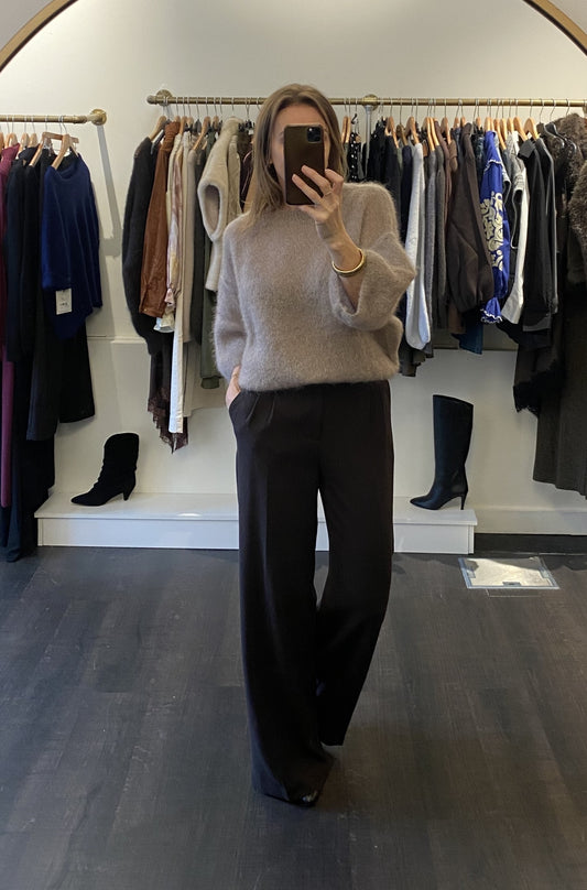 Pantalon large à pinces marron