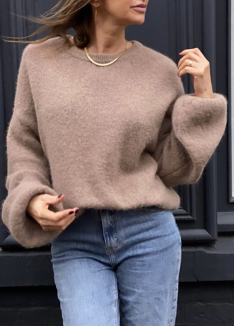 Pull en laine oversize beige foncé