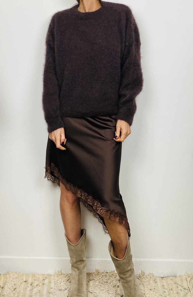 Pull en mohair marron foncé