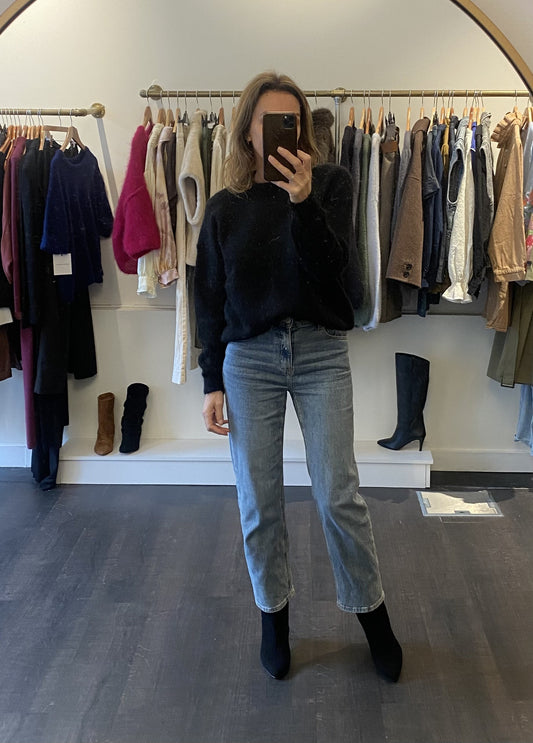 Pull noir en mohair